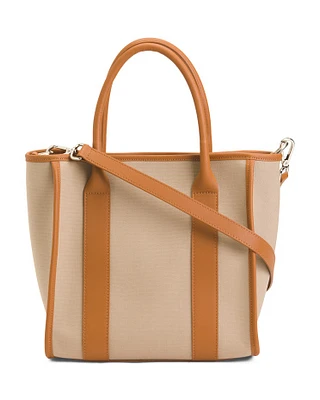 Tote With Leather And Canvas For Women