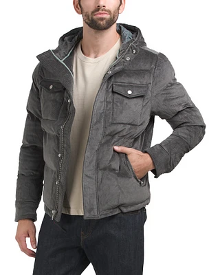 Quilted Corduroy Hooded Jacket For Men