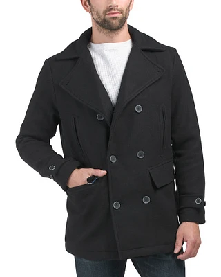 Wool Blend Peacoat For Men