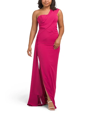 Multi Layer One Shoulder Drape Gown For Women