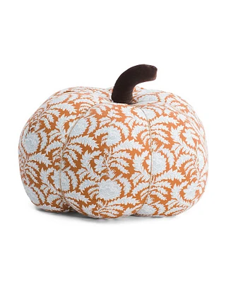 18In Block Print Pumpkin With Velvet Stem