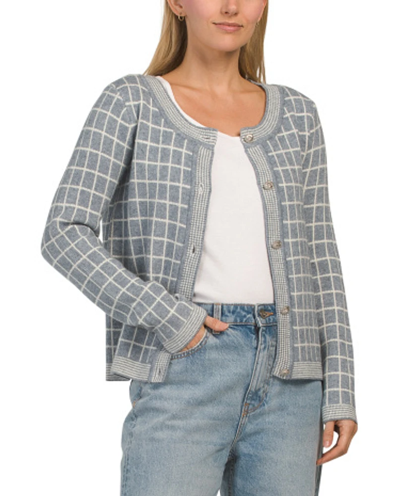 Ladylike Windowpane Cardigan