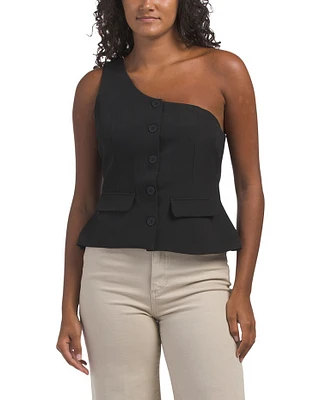 One Shoulder Button Up Vest For Women