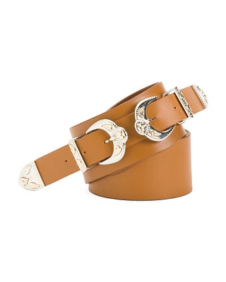 Leather Double Buckle Belt