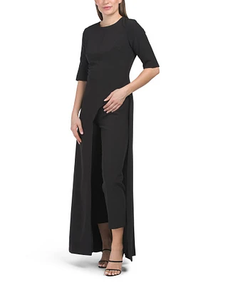 Davina Asymmetrical Front Jumpsuit With Skirt Overlay For Women