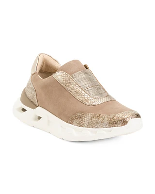 Nubuck Leather Alysia Slip On Sneakers For Women