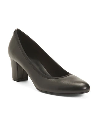 Dacy Leather Low Heel Pumps For Women