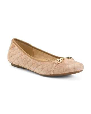 Stacy Quilted Suede Ballet Flats For Women