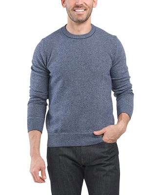 Wool Blend Peppered Crew Neck Sweater For Men