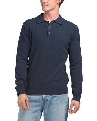 Cashmere Long Sleeve Polo Sweater For Men