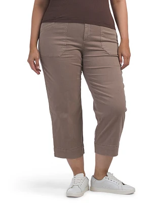 Plus Cropped Stretch Twill Pants For Women