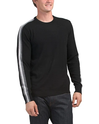 Cashmere Racing Stripe Crew Neck Sweater For Men