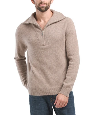 Cashmere Quarter Zip Mock Neck Sweater For Men