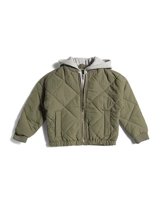 Girls Quilted Hooded Jacket