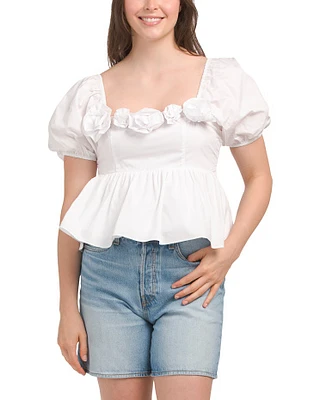 Poplin Rosette Top For Women