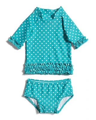 Infant Girls Short Sleeve Rash Guard And Bikini Bottoms Set