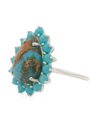 Sterling Silver Oyster Mohave Turquoise Ring