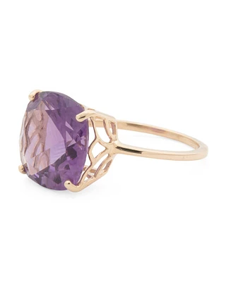 14Kt Gold Large Amethyst Ring