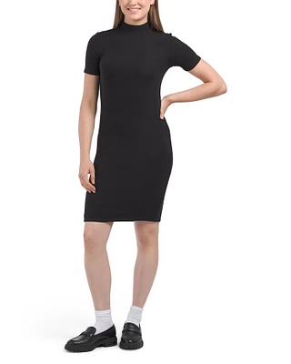 Short Sleeve Mock Neck Mini Dress For Women