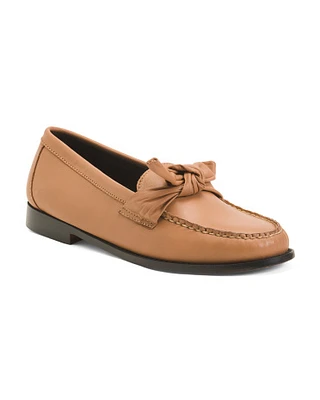 Venetian Leather Bow Loafers For Women