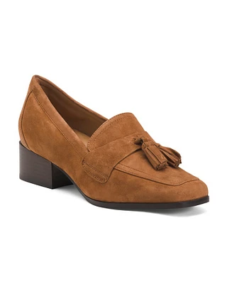 Suede Drew Heeled Dress Loafers For Women