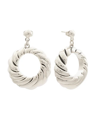 Sterling Silver Twist Front Hoop Earrings