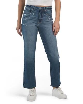 Teresa High Rise Straight Leg Embellished Jeans For Women