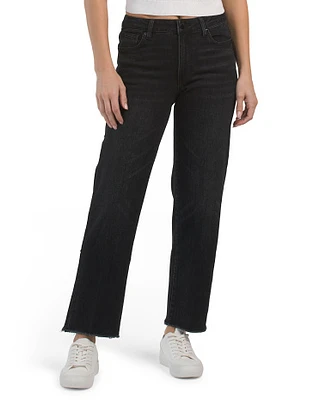 Hailey Mid Rise Straight Leg Frayed Hem Jeans For Women