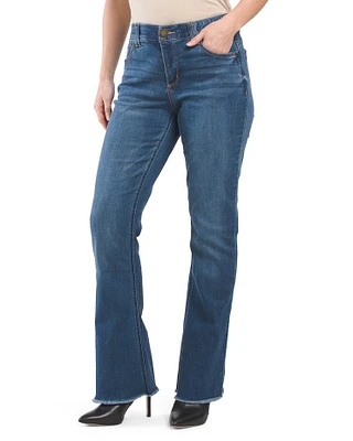 Ab Tech High Rise Boot Cut Jeans With Frayed Hem For Women