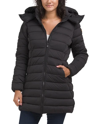 Long Puffer Coat With Detachable Hood