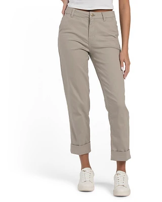 High Rise Sateen Relaxed Cropped Trousers For Women