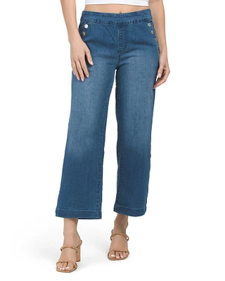 Patch Pocket Wide Leg Jeans For Women