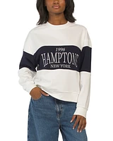 Long Sleeve Color Block Hamptons Embroidered Sweatshirt