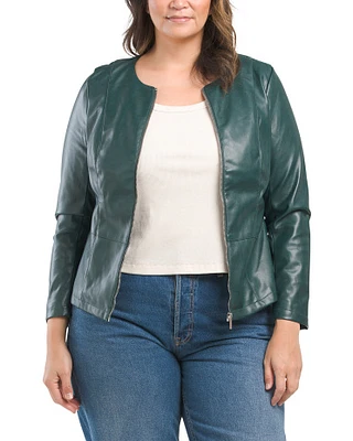 Plus Faux Leather Peplum Jacket