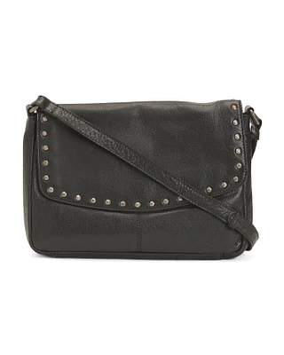 Leather Flap Studded Crossbody