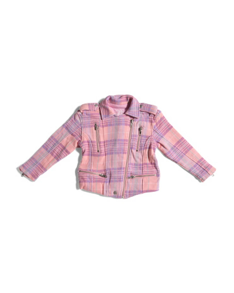 Girls Cotton Fleece Moto Jacket