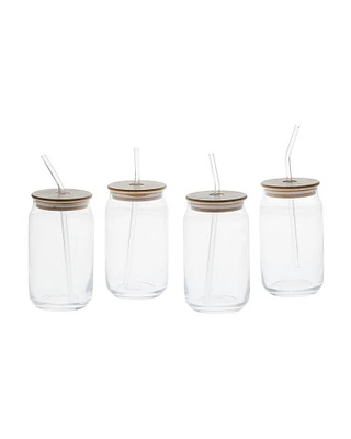 Set Of 4 Cups With Lids And Straws