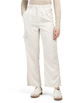 High Rise Satin Cargo Pants For Women