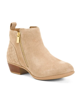 Lucy Side Zip Suede Booties For Women