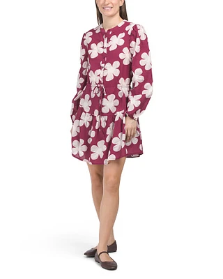 Long Sleeve Floral Mini Dress For Women