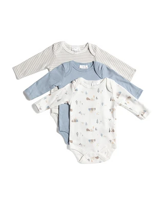 Newborn Boys 3Pk Pima Cotton Long Sleeve Bodysuits