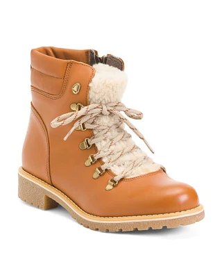 Leather Waterproof Franki Lace Up Booties For Women