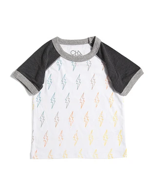 Boys Lightening Bolt Short Sleeve Baseball T-Shirt