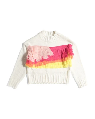 Girls Colorful Fringe Sweater