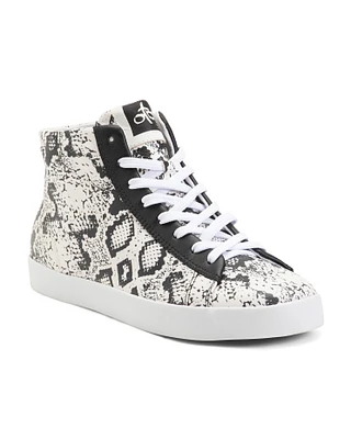 Leather Lace Up High Top Sneakers For Women