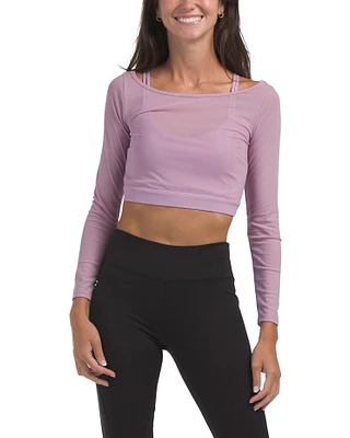 Mesh Layer Up Long Sleeve Top For Women