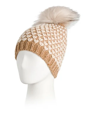 Beanie With Faux Fur Pom For Women