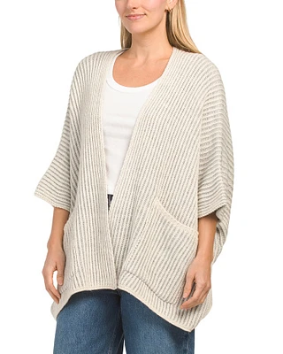 Striped Knit Kimono With Pockets