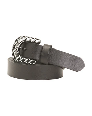 Leather Belt With Buckle Detail