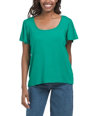 Ruffle Sleeve Square Neck Top For Women